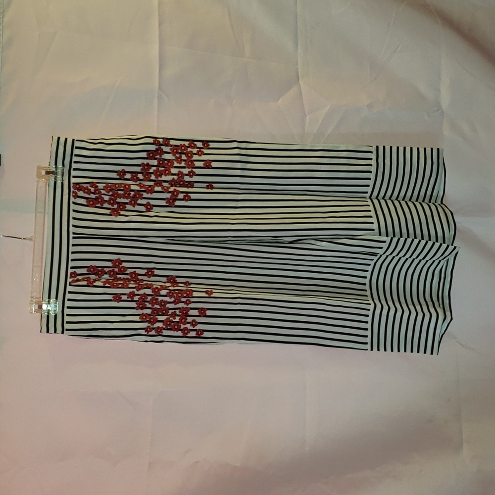 Zara Black/White Stripe Wide Leg pants